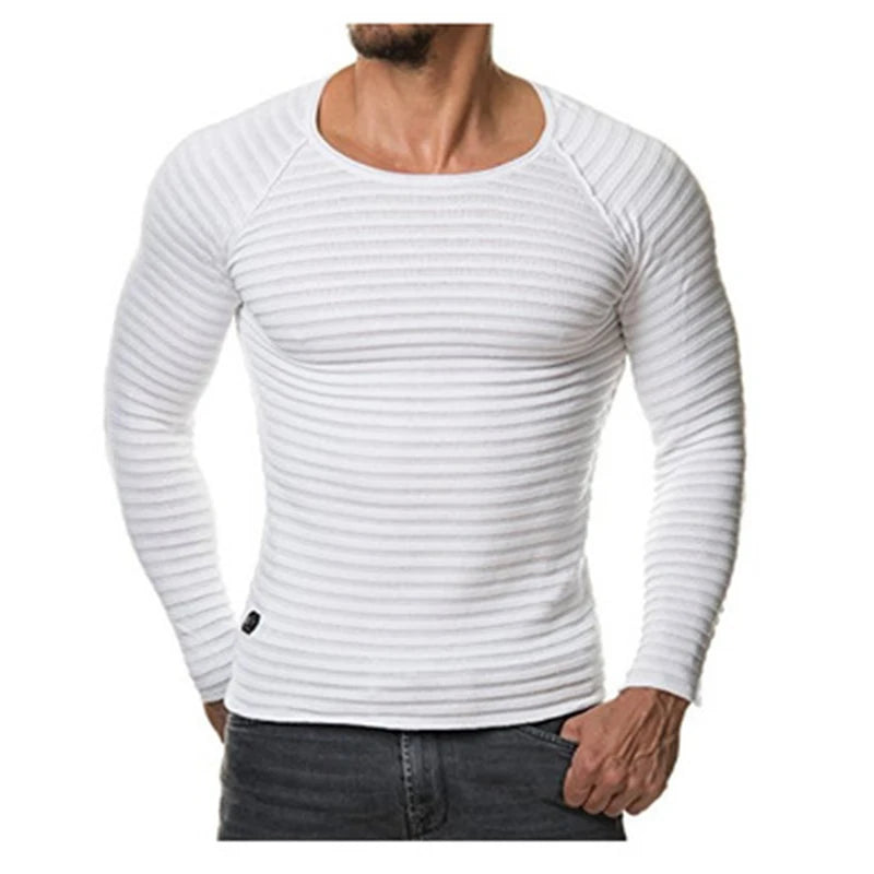 2022 Autumn Men's Knitted Sweater Pullover Male Casual Slim Fit Sweaters O-neck Long Sleeve Black Red Pullover S-2XL