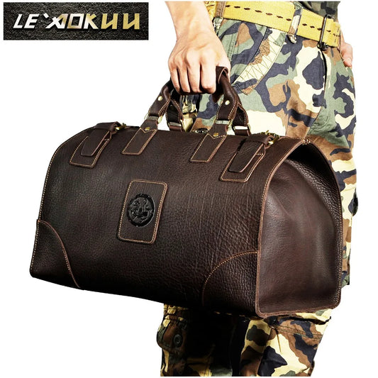 Crazy horse leather Man Large Capacity Retro Design Travel Luggage bag Duffle Bag Male Fashion Suitcase Tote Handbag 8151