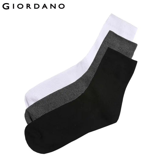 Giordano Men Socks 3 Pairs-Pack Basic Socks Cotton Plain Socks for Men Soft Calcetines Hombre Breathable Meia Masculina de Marca