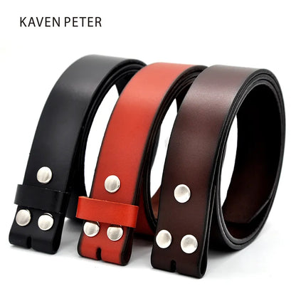 Genuine Leather Belts Without Buckle for Men Brand Strap Vintage Jeans Cowskin Strap With One Layer Leather 29"-42"