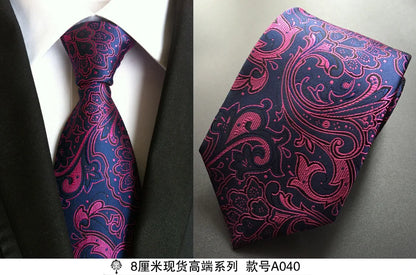100% silk Thick cloth paisley tie for mens neckties designers fashion men ties 8cm navy and red striped tie wedding dress