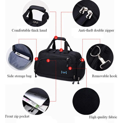 Hot Waterproof Nylon Travel Handbag Men Fashion Carry On Weekend Bags Vintage casual Duffel Shoulder Bags women Overnight Bag