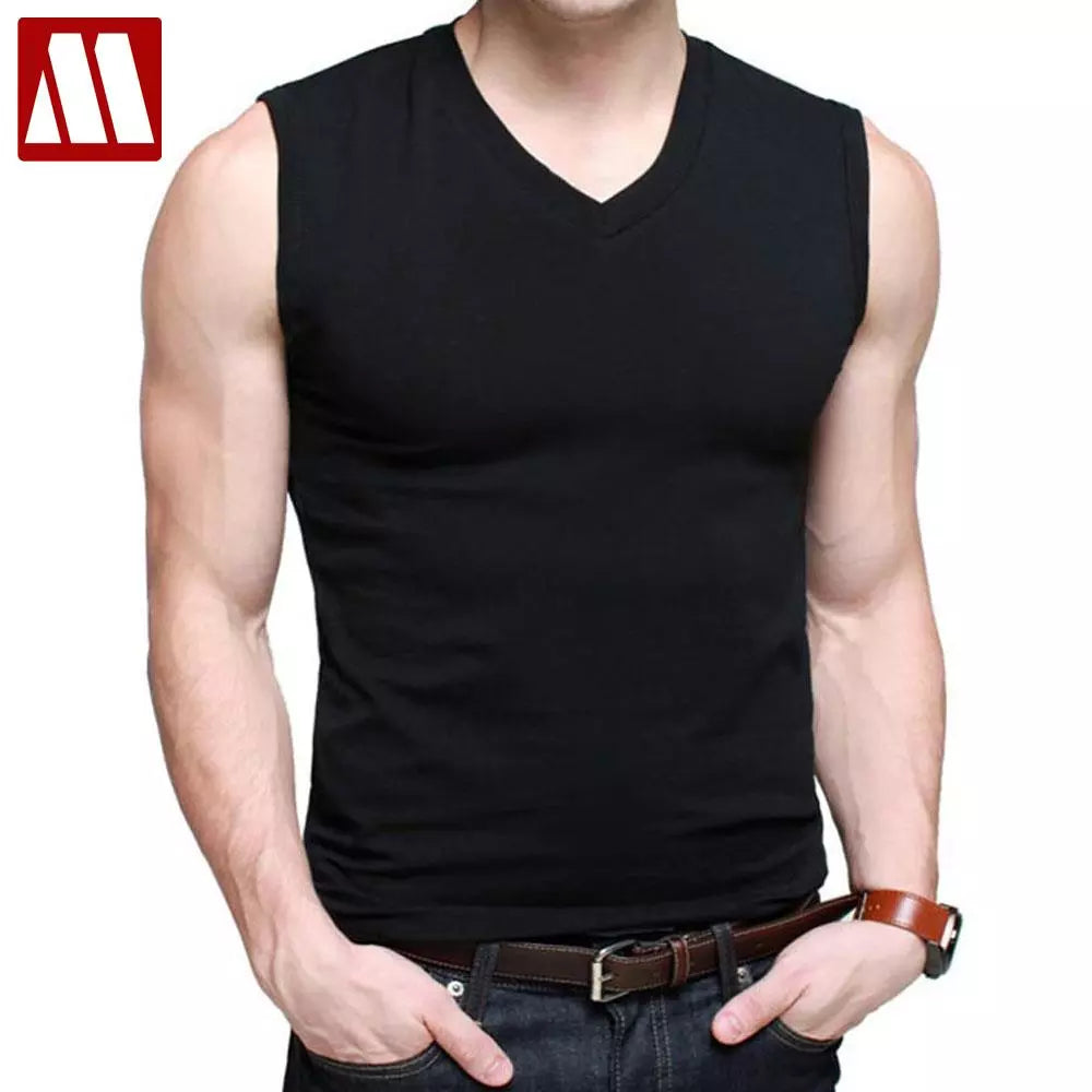 Mens Cotton T-Shirts V-Neck Short Sleeve Summer Fashion Male Muscle Tank Shirts Top Tees European Style Slim Fit Free Shipping