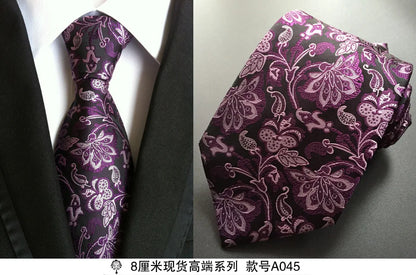 100% silk Thick cloth paisley tie for mens neckties designers fashion men ties 8cm navy and red striped tie wedding dress