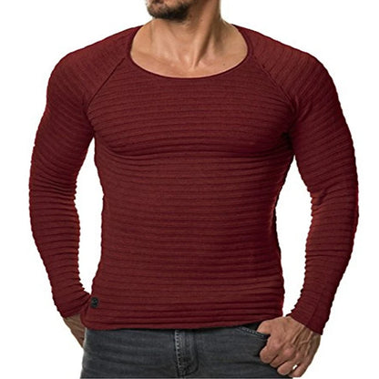 2022 Autumn Men's Knitted Sweater Pullover Male Casual Slim Fit Sweaters O-neck Long Sleeve Black Red Pullover S-2XL