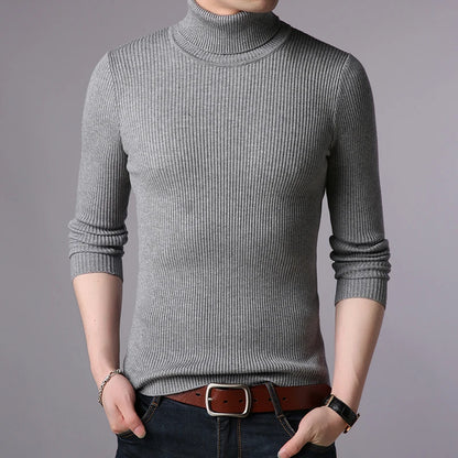 Hot 2023 New Autumn Winter Brand  Men black Turtleneck Slim Fit Winter Pullover Men Solid Breathable Color Knitted Sweater Men