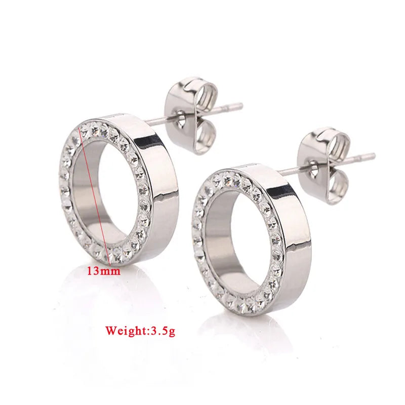 ZORCVENS 316L Stainless Steel Earring Crystal Stud Earrings For Women Joyas Brincos Bijoux Jewelry Earings Fashion