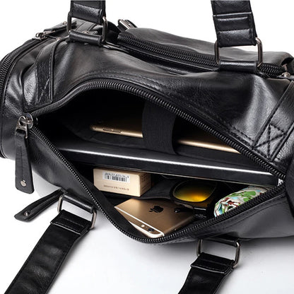 Luxury Style Mens Leather Travel Bag PU Handbags Male Travel Duffel Bags Tote High Quality Men Business Messenger Shoulder Bag