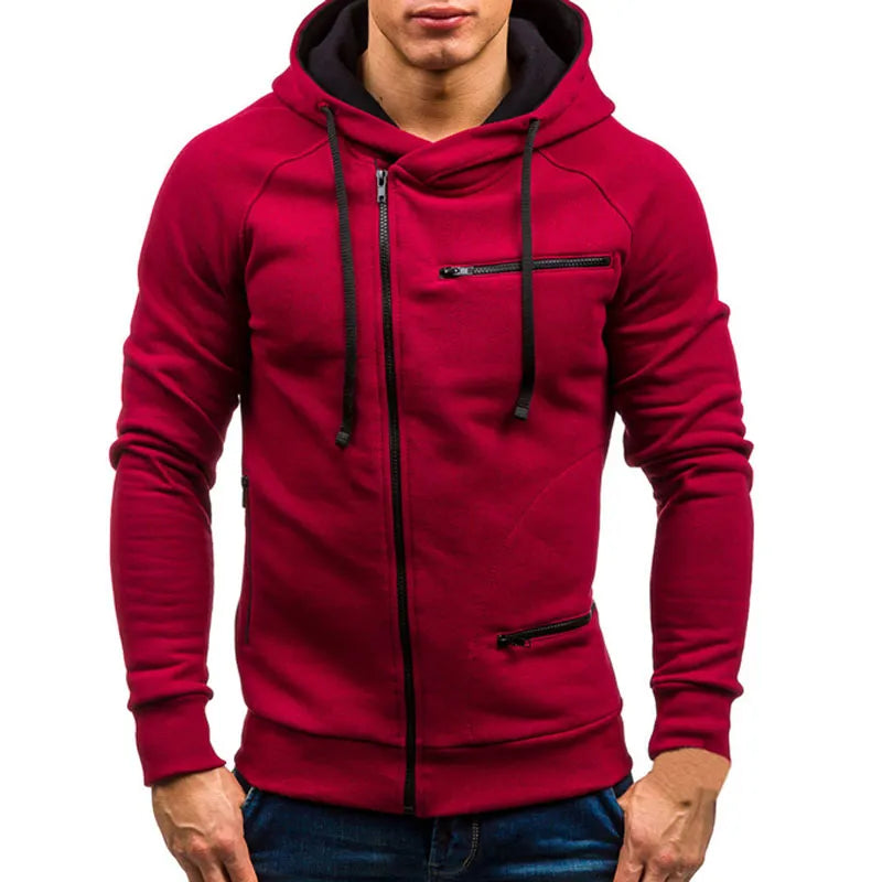 Autumn Winter New Mens Hoodies Long Sleeve Zipper Cardigan Hoodie Sweatshirt Men Casual Solid Hooded Pullover Sweatshirts M-3XL