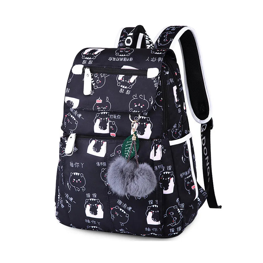 OKKID school bags for girls female laptop backpack usb backbag children backpacks cute cat school backpack for girls bag pack