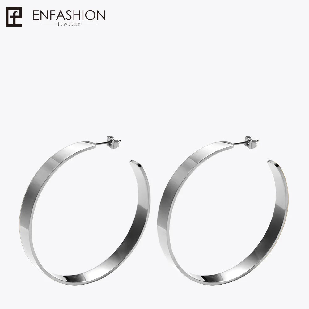 Enfashion Vintage Big Hoop Earrings Matte Gold color Earings Stainless Steel Circle Earrings For Women Jewelry Wholesale 171026