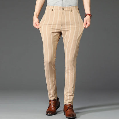 5 Colors Formal Dress Pants Men Fashion Office Trousers Man Stretch Striped Wedding Business Cotton Black Pant for Male 30-38