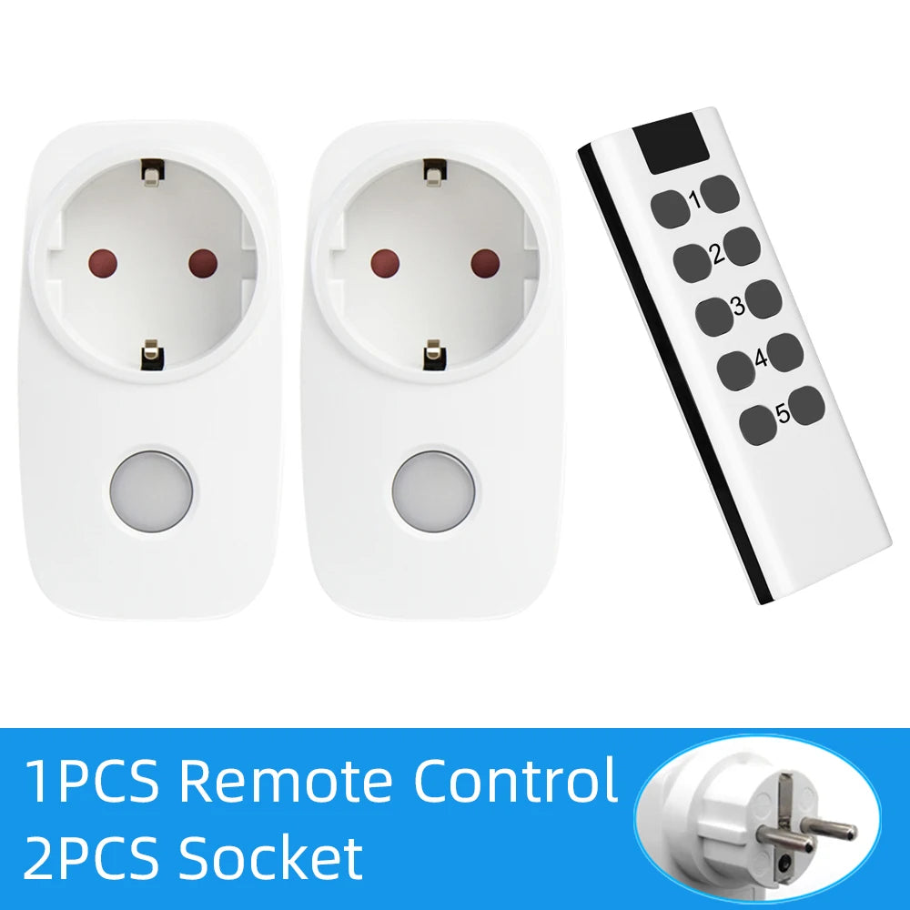 433Mhz Universal Remote Control Wireless Switch Smart Socket EU French Power Plug Programmable 15A 220V LED Electrical Outlets