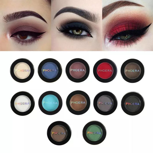 PHOERA Matte 12 Colors Eye Shadow Powder Easy To Color Single Eyeshadow Palette Long-lasting Beauty Eye Makeup Cosmetics TSLM1