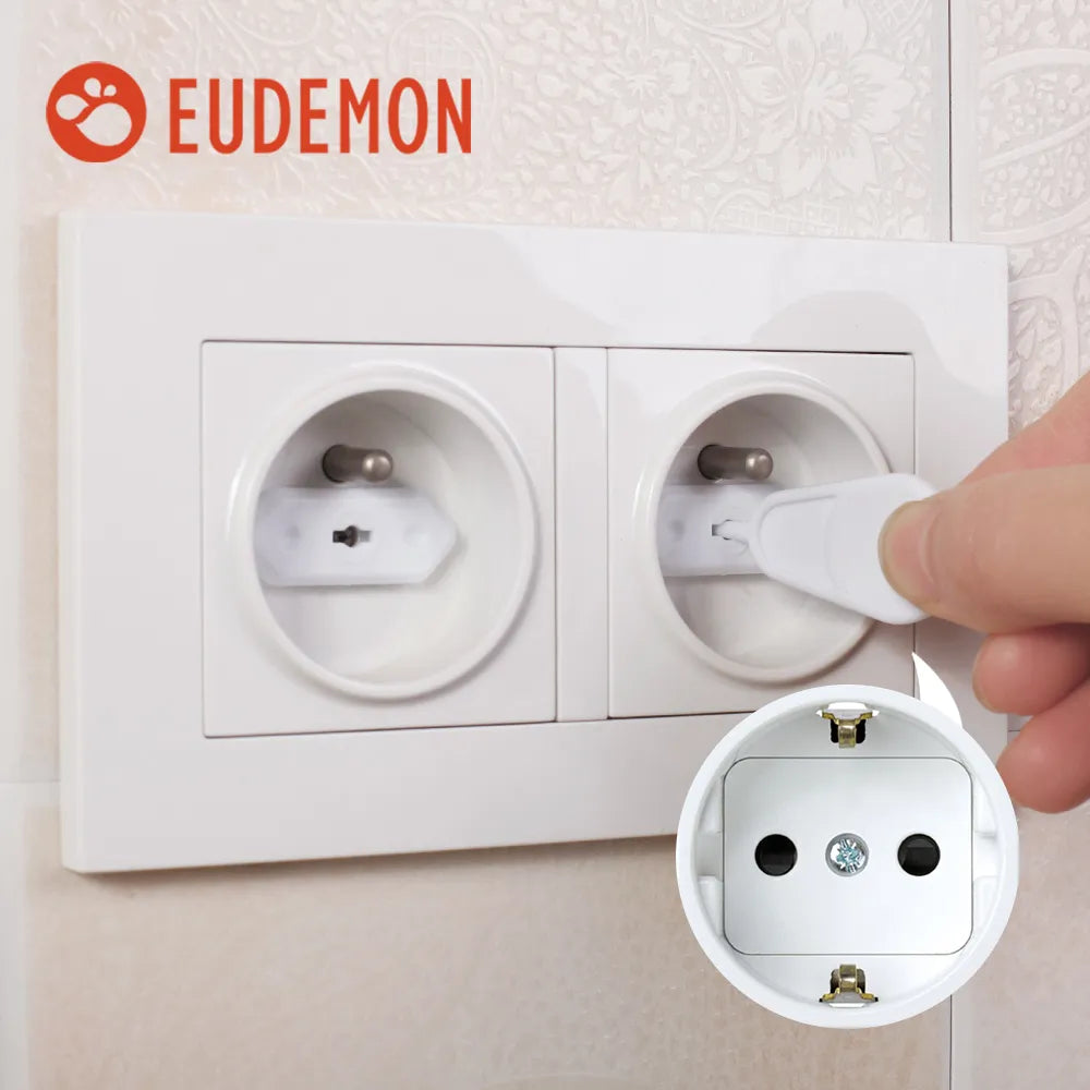 EUDEMON 20pcs Chile/Brazil Power Socket Outlet Plug Protective ABS Cover Anti Electric Baby Safety Protector double security