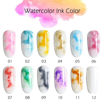 Watercolor Ink Nail Polish Gel Paint Smoke Blooming Effect Hybrid Varnish Amber Gradiet Marble Lacquer Manicure Decoration LE895