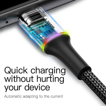 Baseus LED USB Cable For iPhone 13 12 11 Pro Xs Max X Xr 8 7 6 Fast Charging Charger Mobile Phone Data Cable For iPad Wire Cord