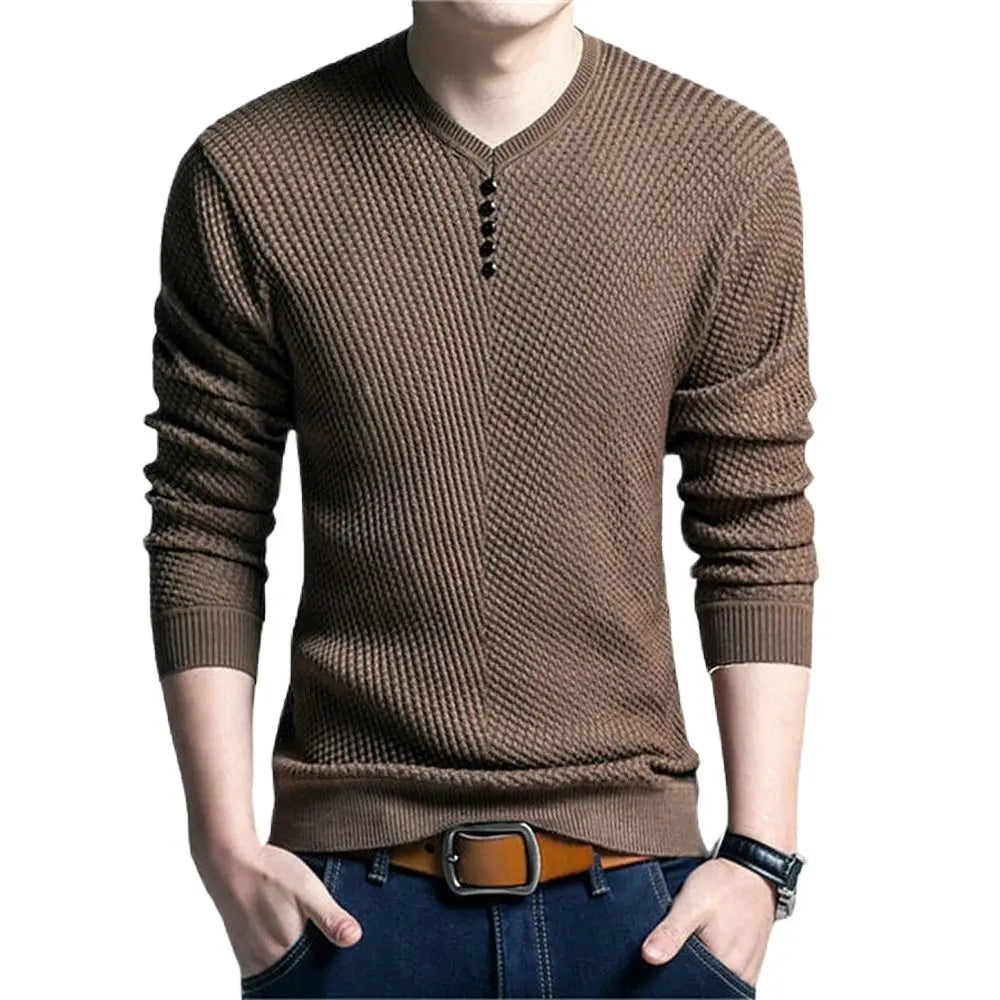 Hot Sale Solid Color Pullover Men V Neck Men Sweater Casual Long Sleeve Brand Mens Sweaters High Quality Wool Cashmere Sweaters