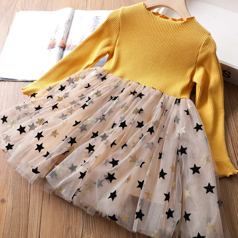 Girls Autunm Winter Long Sleeve Dress Kids Wedding Birthday Party Tutu Princess Dresses Children Clothing Casual Wear Vestidos