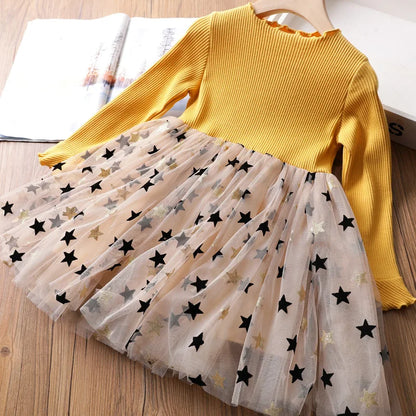 Girls Autunm Winter Long Sleeve Dress Kids Wedding Birthday Party Tutu Princess Dresses Children Clothing Casual Wear Vestidos
