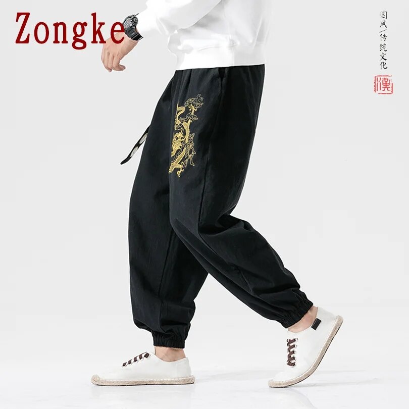 Dragon Embroidery Pants Men Joggers Trousers Men Pants Streetwear Sweatpants Harem Pants Men Trousers 5XL 2023 Spring New
