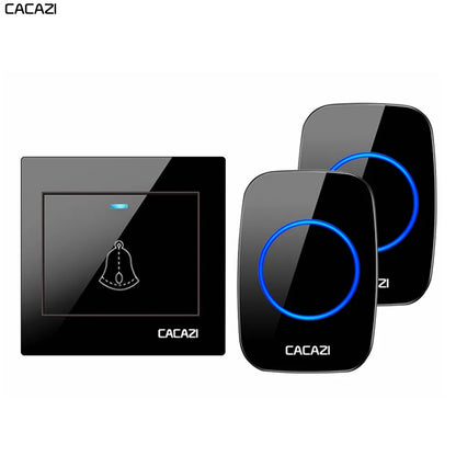 CACAZI Wireless Doorbell Waterproof 60 chimes 5 Volume Home Cordless Door Ring Bell 220V US EU UK Plug 1 2 Button 1 2 3 Receiver