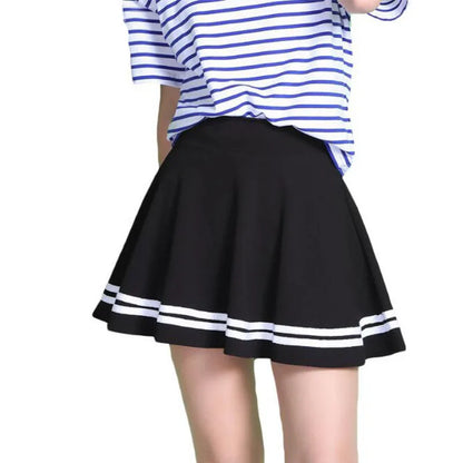 Summer 2023 Women Skirt Elastic Faldas Ladies Midi Skirts Pleated Black Sexy Stripe Girl Mini Short School Skirts saia feminina