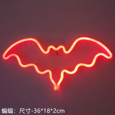 Colorful Bat Led Neon Sign Light Holiday Xmas Halloween Party Wedding Decorations Kids Room Night Lamp Home Wall Decor Bar