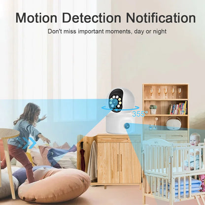 Mccpuo 4K 8MP Dual Lens WIFI PTZ Camera Dual Screen Baby Monitor AI Human Auto Tracking Indoor Home Security CCTV iCsee Alexa