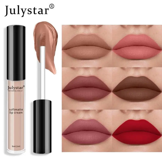 Julystar Brand 34 Colors Liquid Lipstick Waterproof Matte Lipstick Pigment Red Long Lasting Lip Gloss Women Makeup Lipgloss