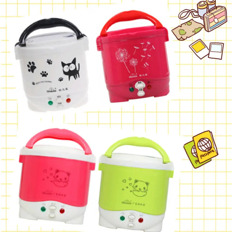 1L Rice Cooker Used in House 110v to 220v  or Car 12v to 24v Enough for Two Persons With English Instructions