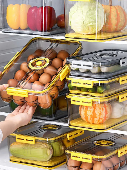 JOYBOS PET Refrigerator Food Storage Containers Kitchen Separate Freezer Seal Bin for Vegetable Fruit Meat Fresh Box Organizer