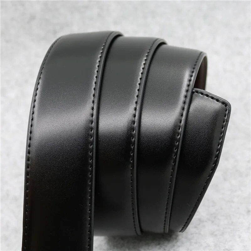 3.3cm Width High Quality Brand Belt Pure Cowhide Belt Strap No Buckle Genuine Leather Belts Pin Buckle Belt With Holes For Men