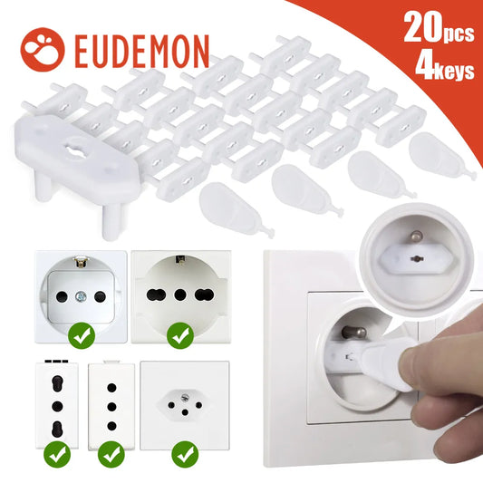 EUDEMON 20pcs Chile/Brazil EU Universal Power Socket Outlet Plug Protective Covers Anti Electric Baby Safety Protector