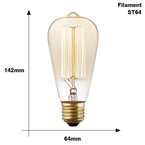 Vintage Edison Bulb E27 ST64 T10 T45 G80 G95 40W Chandelier Pendant Lights 220V LED Lamp Incandescent Light Rope Lamp Holder E27