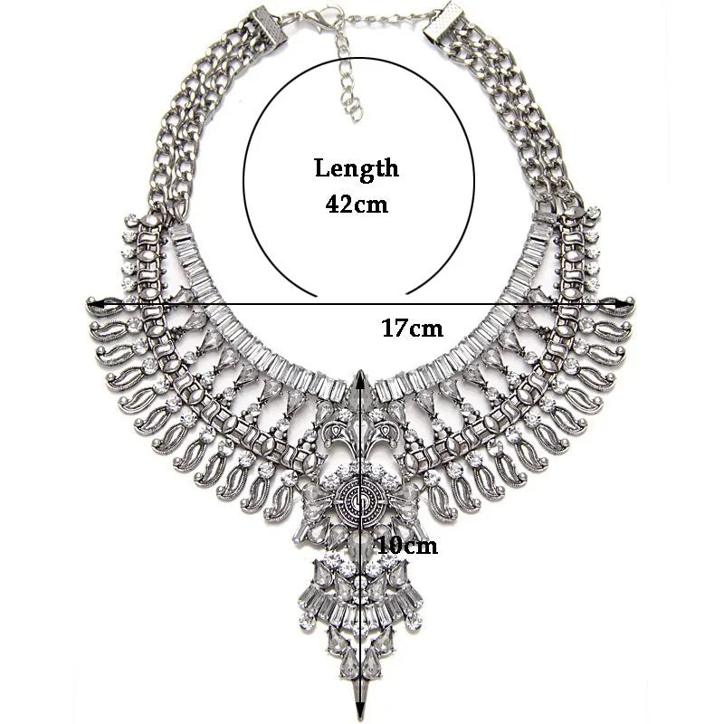2023 New Fashion Silver Plated Vintage Statement Large Collar Necklace Women Indian Ethnic Big Bib Alloy Choker Necklace Jewelry