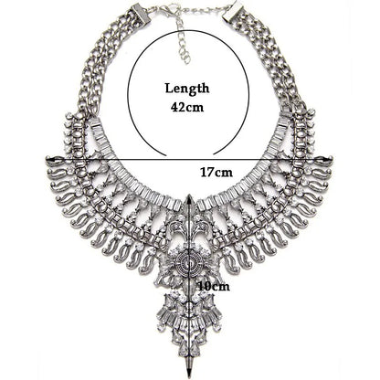 2023 New Fashion Silver Plated Vintage Statement Large Collar Necklace Women Indian Ethnic Big Bib Alloy Choker Necklace Jewelry