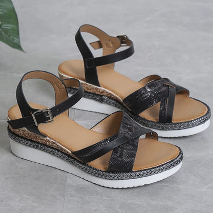 Ankle Buckle Women's Wedge Sandals 2023 Summer Plus Size Platform Sandles Women Casual Non Slip Beach Sandalias Female