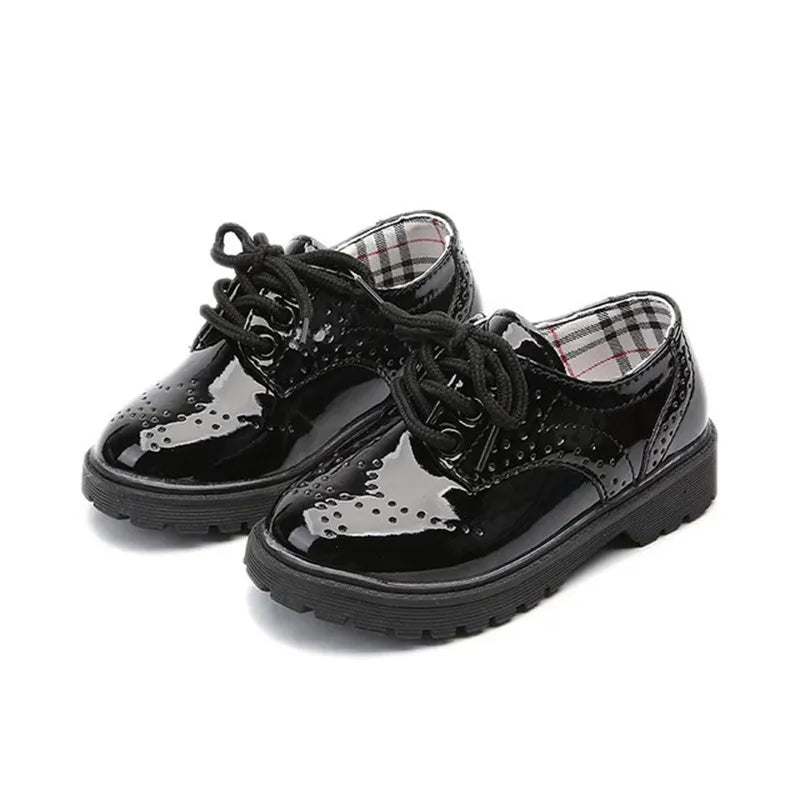 New Children Leather Shoes Children's Shoes Lace Up Fashion Girls' Patent Leather Single Leather Shoes Boys' Leather Shoes Kids