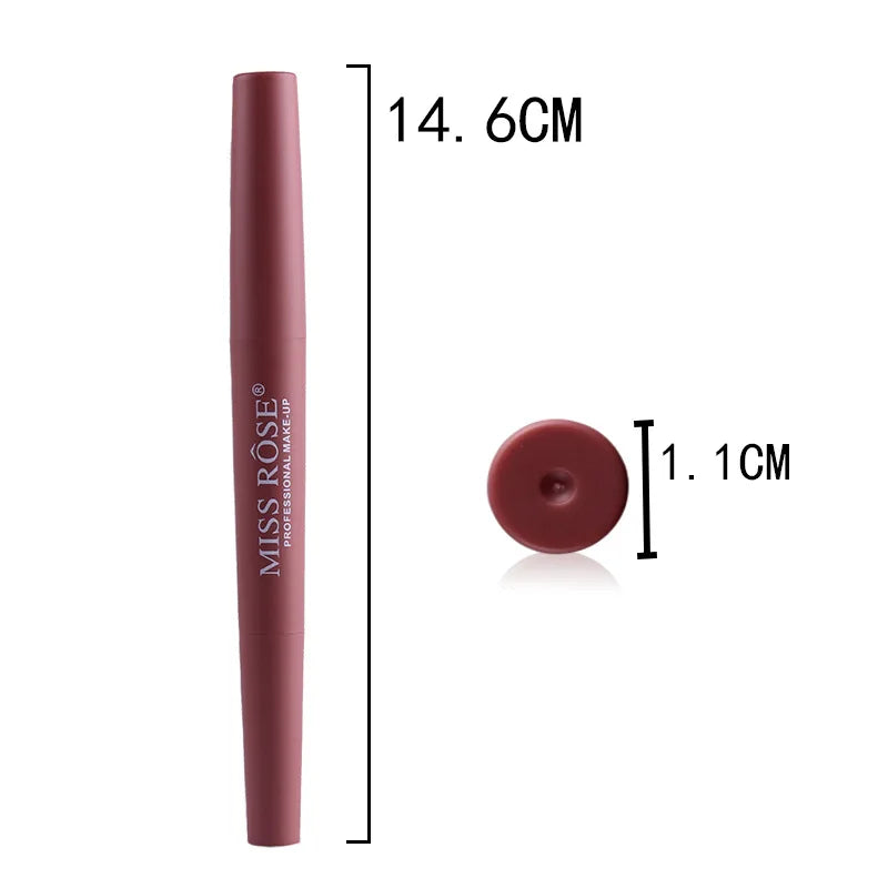 MISS ROSE Double-ended Lipstick Pen Multi-function Lipstick Pen Lip Liner Color Lasting Lipstick Cosmetics Maquillajes DC08