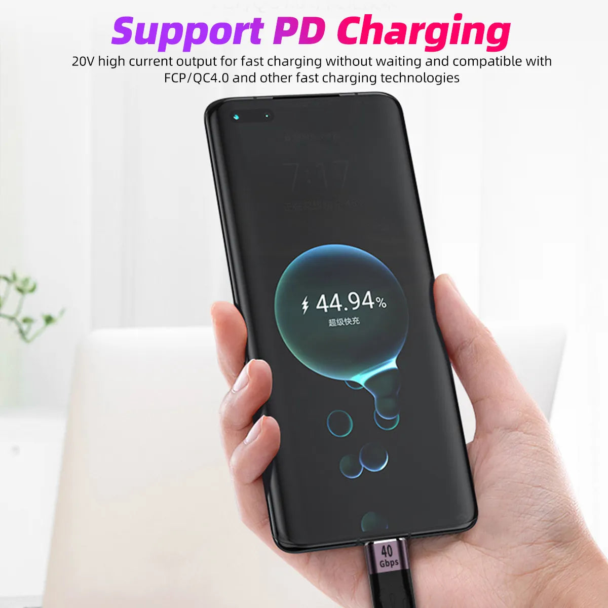 ANMONE USB 4.0 3.1 Cable Type C 60W 100W Fast Charging Cable Short Mobile Phone Charger Cord 10Gbps 40Gbps Data Cable for Xiaomi