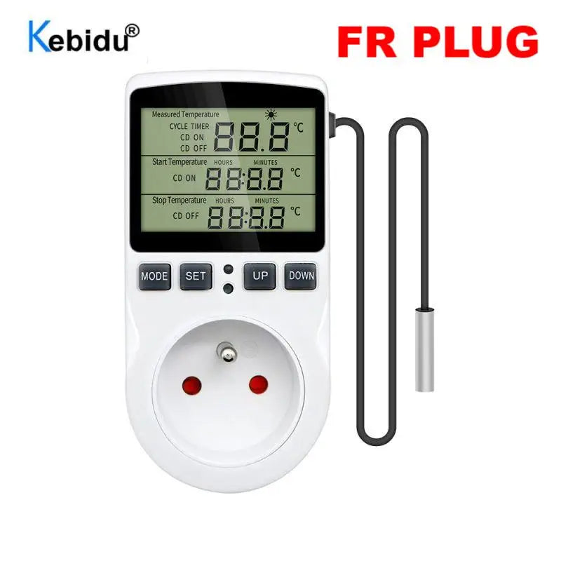 EU/FR/US/BR Plug LCD Digital Thermostat Temperature Controller Socket Outlet With Timer Switch Heating Cooling Adjustment