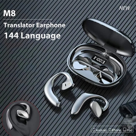 M8 Translator Earbuds 144 Language Translator Device Two Way Real Time Translation 97% High Accuracy Support Music Calling