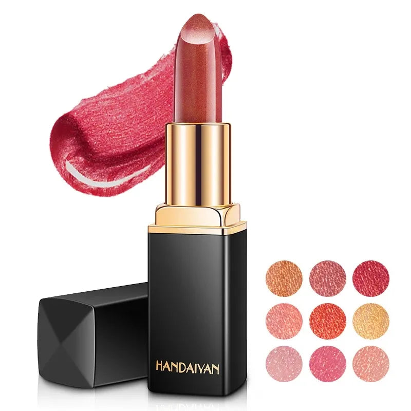 9 Colors Waterproof Nude Pink Glitter Lipstick Makeup Long Lasting Velve Red Mermaid Sexy Shimmer LipSticks Cosmetics Beauty