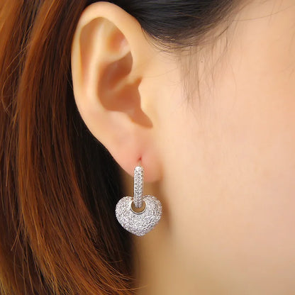 Luxury New Arrival Heart Hoop Earrings with Cubic Zirconia Earings For Women Statement Earring Oorbellen AE358