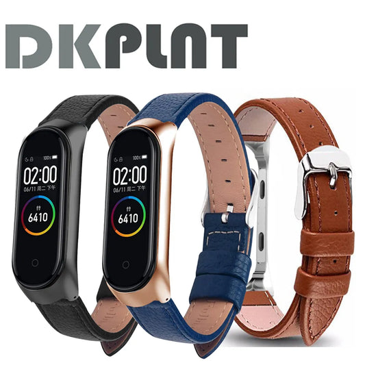 Colorful Leather Black Rose Gold Case for Xiaomi MiBand 6 4 5 strap For Amazfit mi band 5 4 3 6 bracelet strap Smart Watch band