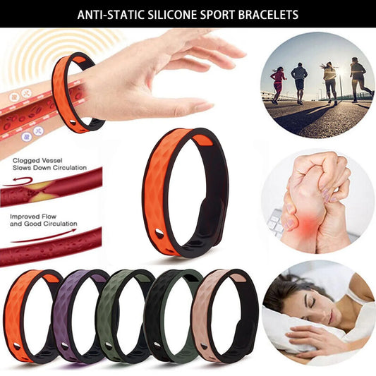 Far Infrared Negative Ions Wristband Anti-Static Sports Bracelet Lymph Drainage Weight Loss Adjustable Bracelet Therapy Health