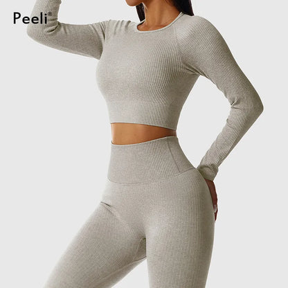 2/3 Piece Set Women Gym Wear Seamless Yoga Set Sports Bra Crop Top High Waist Leggings Fitness Sportswear Workout Outfits Woman