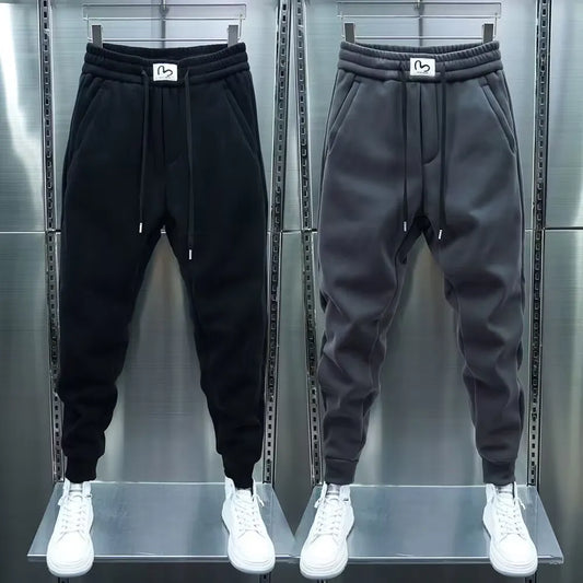 Men's Sweatpants Solid Loose Fit Mens Sweatpant Winter Warm Fleece Joggers Pants Unisex Elastic Waist Track Pants Male Trousers