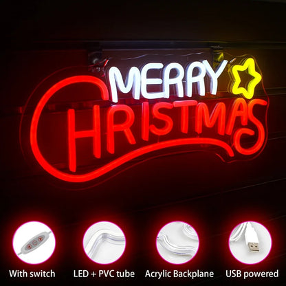 Merry Christmas Neon Sign Acrylic LED Neon Lights For Home Bedroom Party Club Bar Wall Decor Lamps Christmas Decor Neon Lights